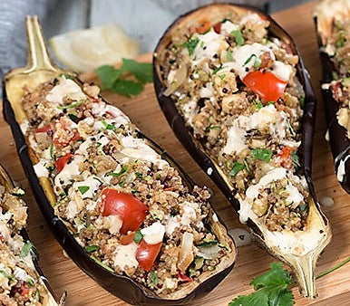 Aubergines farcis au quinoa - Par Cemé