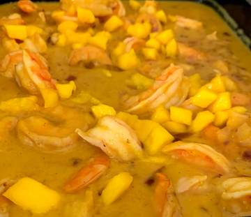 Cari de crevettes à la mangue et coco