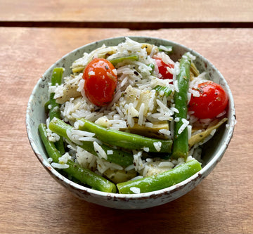 Salade de haricots, riz et artichauts