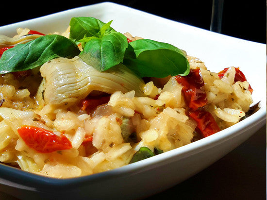 Risotto tomates séchées et artichauts - Par Cemé